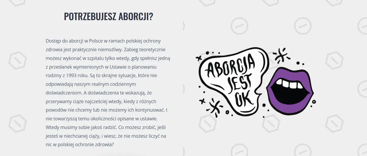 Zrzut ekranu ze strony aborcyjnydreamteam.pl