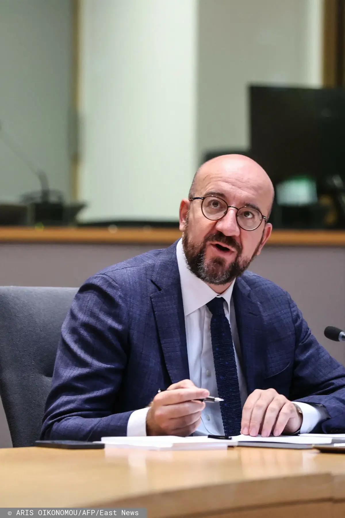 Charles Michel w trakcie videokonferencji