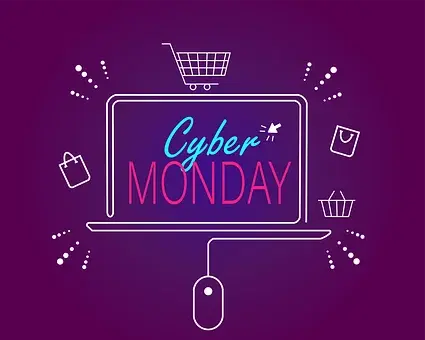 Napis Cyber Monday na kolorowym tle