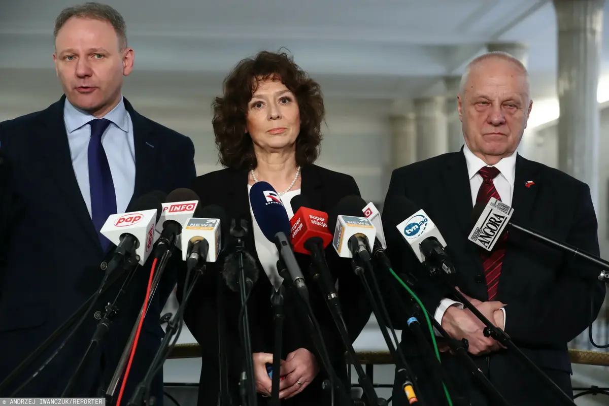 Elżbiet Bińczycka na konferencji prasowej w Sejmie