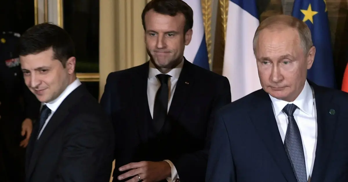 Putin Macron i Zełenski