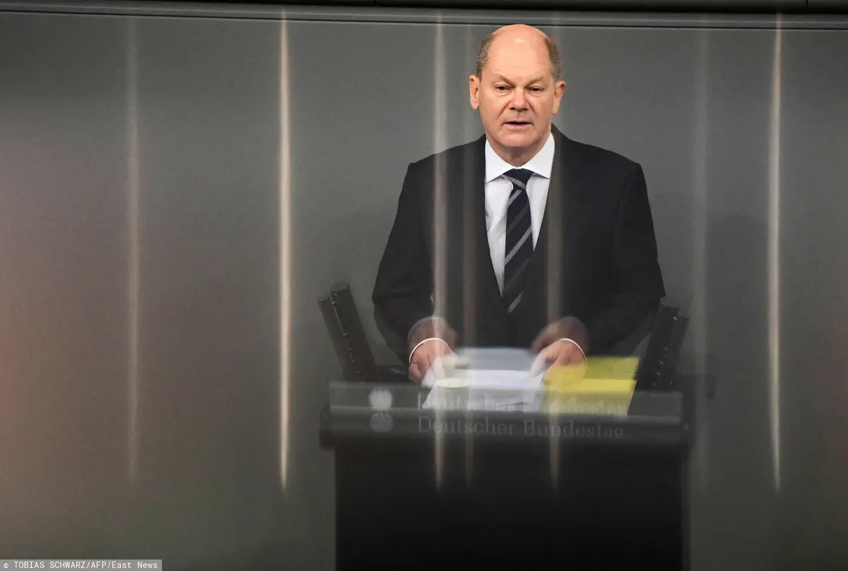 Olaf Scholz na konferencji prasowej
