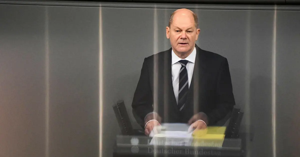 Olaf Scholz na konferencji prasowej