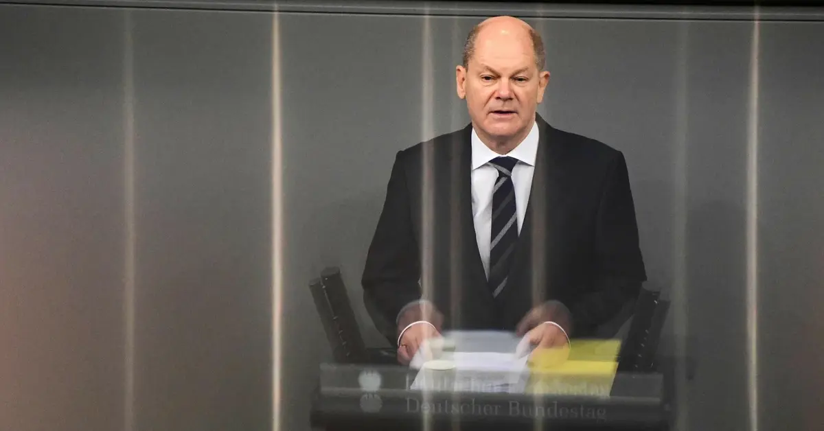 Olaf Scholz na konferencji prasowej