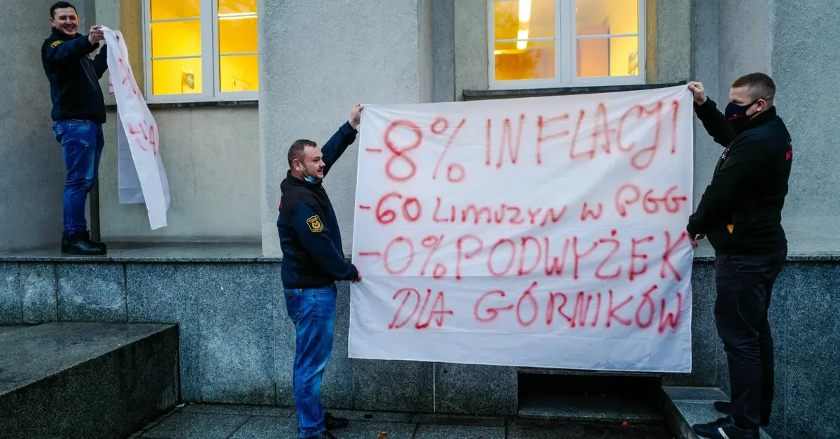 protestujący górnicy