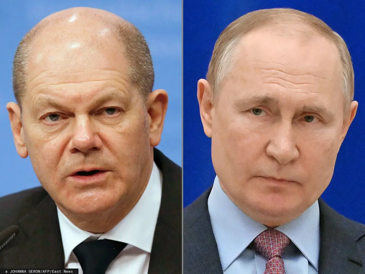 Olaf Scholz i Władimir Putin