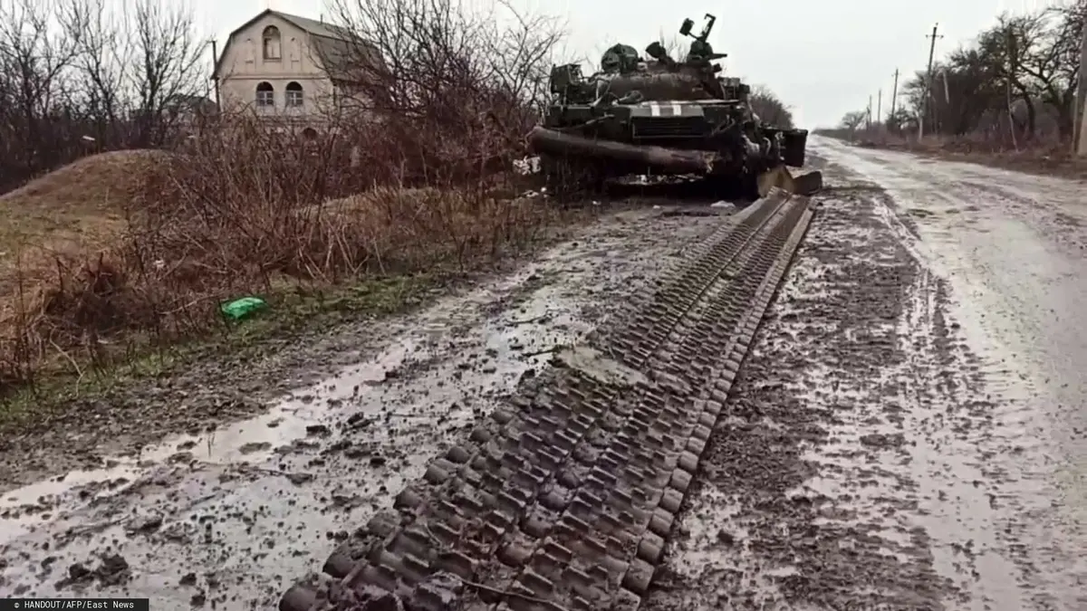 Zniszczony rosyjski czołg w Mariupolu