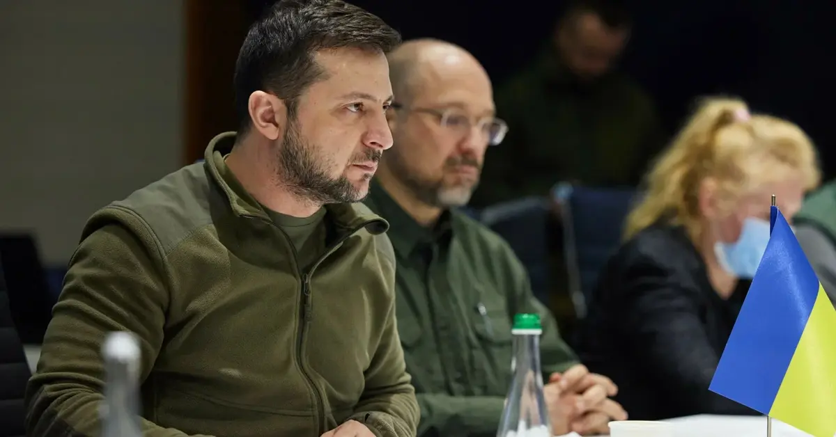 Wołodymyr Zełenski na spotkaniu z premierem Morawieckim i wicepremierem Kaczyńskim