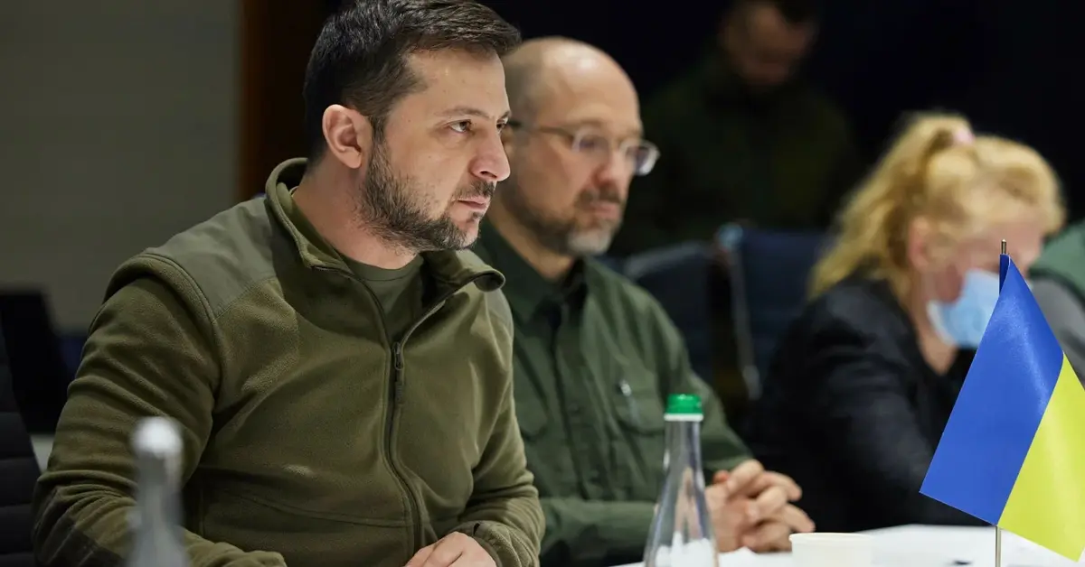 Wołodymyr Zełenski na spotkaniu z premierem Morawieckim i wicepremierem Kaczyńskim