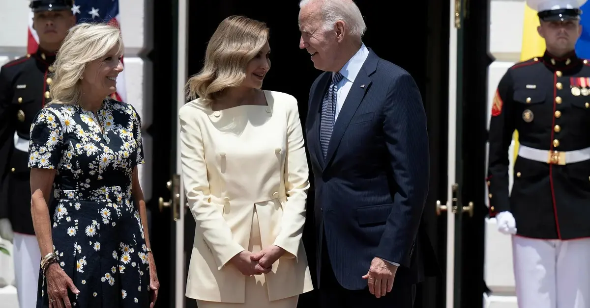 Joe Biden na spotkaniu z Ołeną Zełenską 