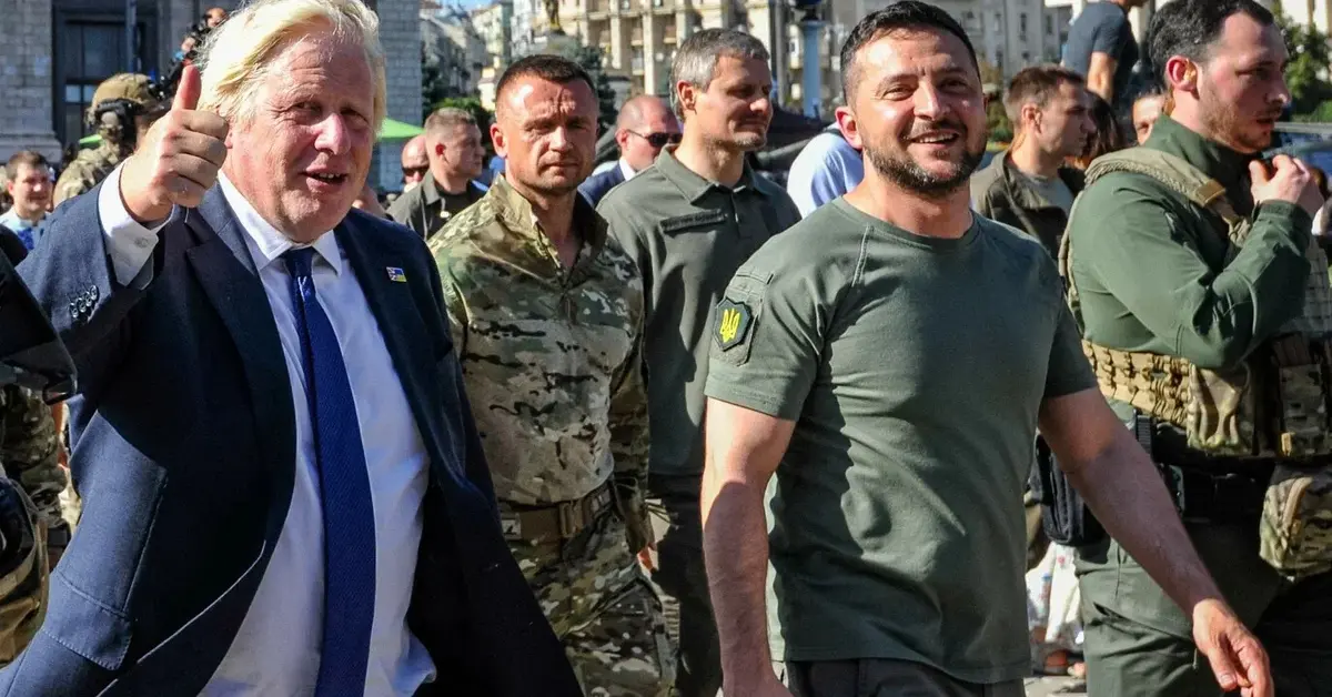 Boris Johnson i Wołodymyr Zełenski