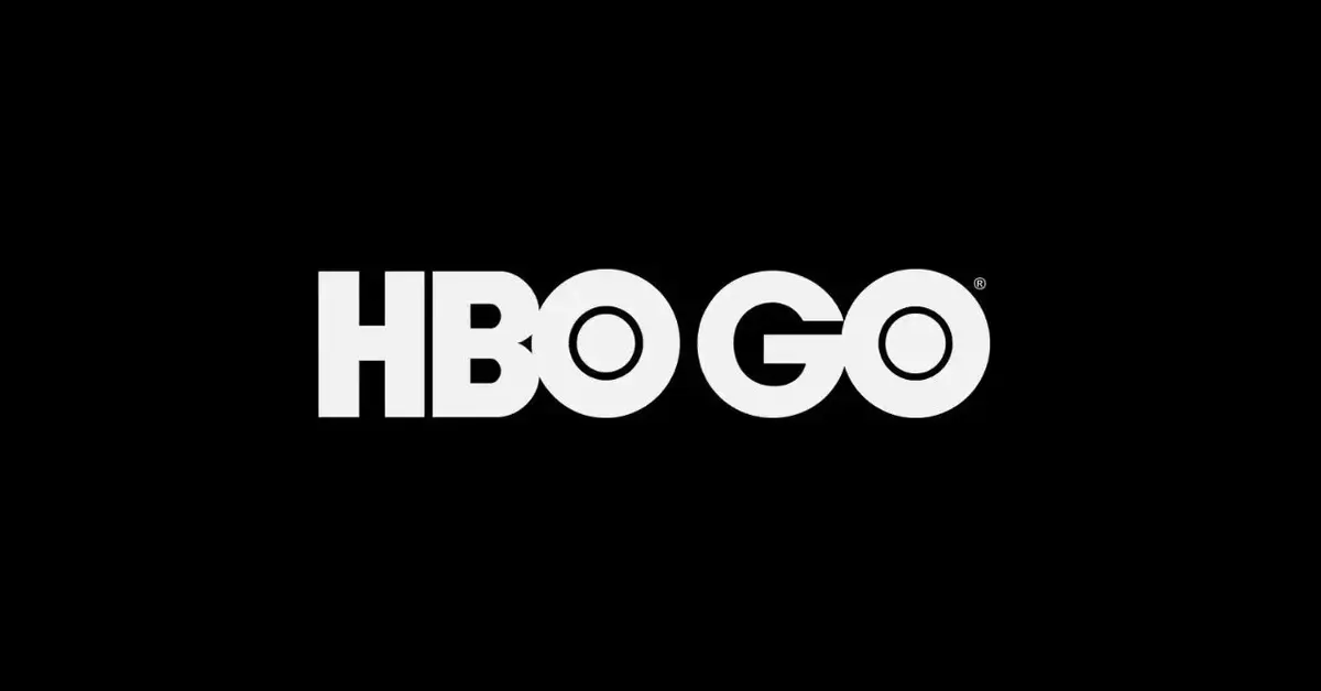 Białe logo HBO GO na czarnym tle