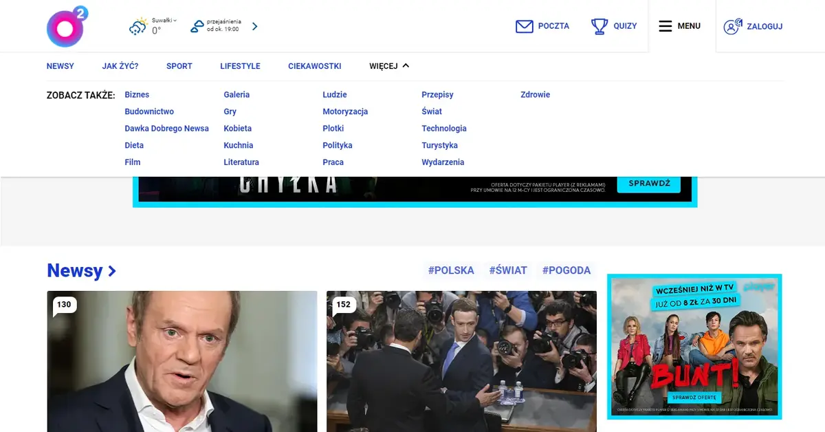 Strona internetowa o2.pl