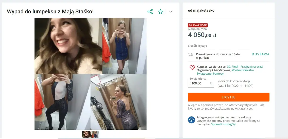 Zrzut ekranu z aukcji Mai Staśko.