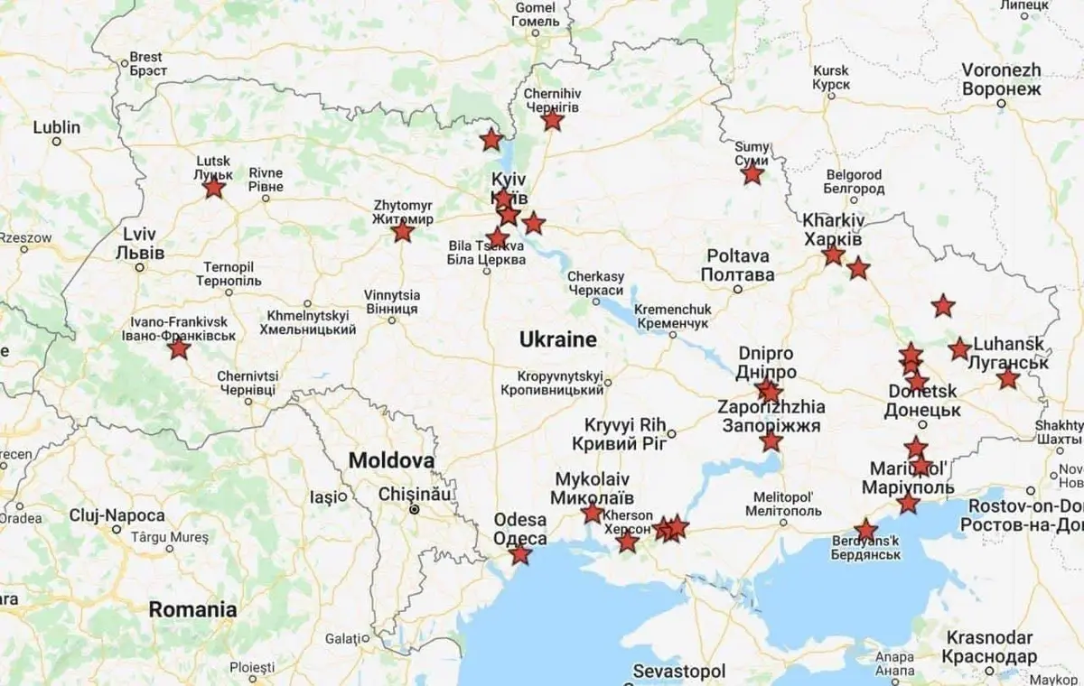 Bombardowane miasta na Ukrainie