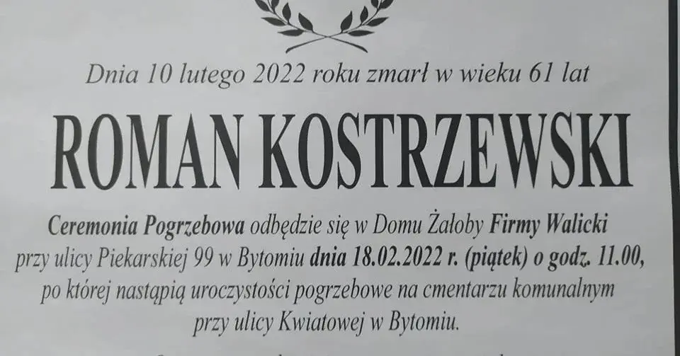 Nekrolog Romana Kostrzewskiego