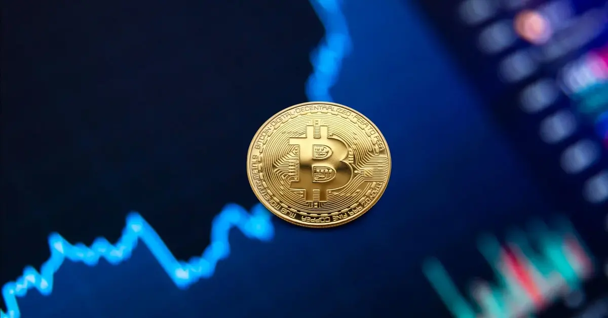 Moneta bitcoin na tle monitora