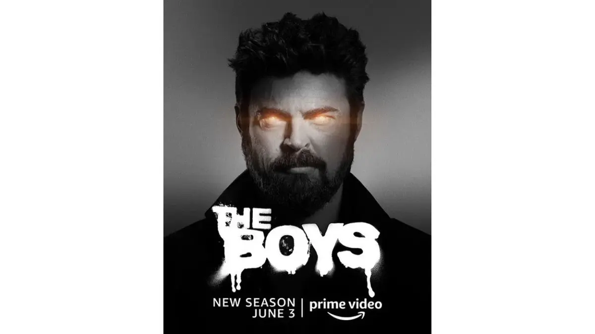 Butcher ze świecącymi oczami na plakacie do 3 sezonu "The Boys"
