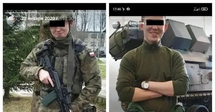 dwa ujęcia emila czeczko. na jednym stoi uśmiechnięty w mundurze polowym z karabinem w dłoni. na drugim uśmiecha się na