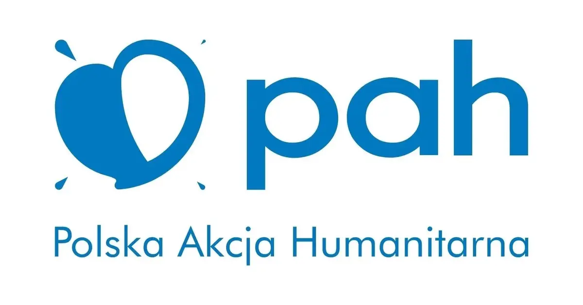 Niebieskie logo PAH na białym tle