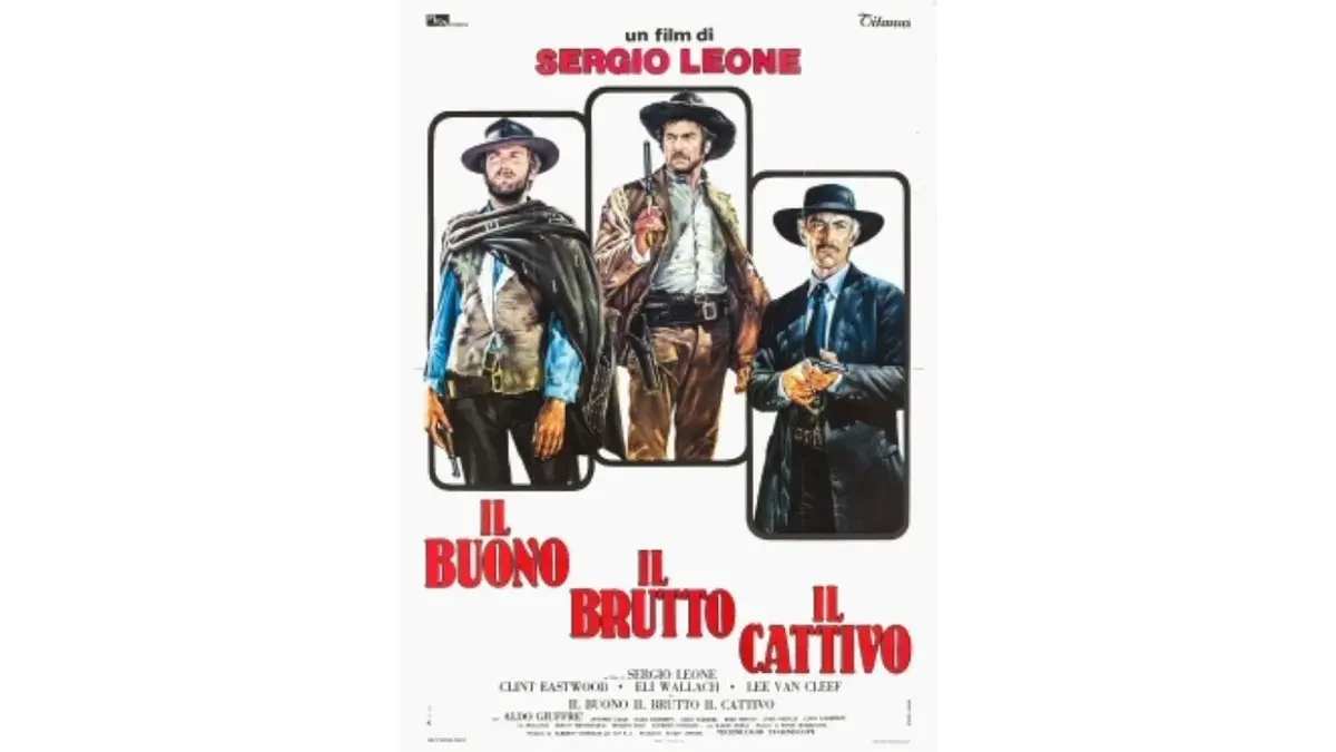 Włoski plakat do westernu "Dobry, zły i brzydki"