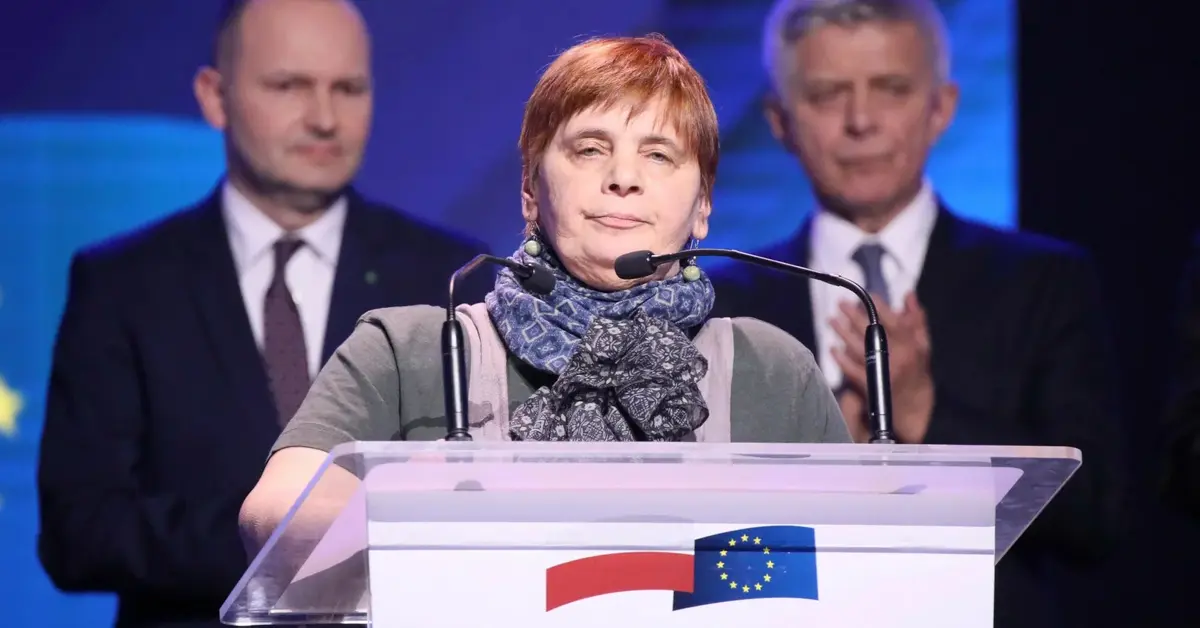 Janina Ochojska w czasie konwencji Koalicji Europejskiej przed wyborami do europarlamentu