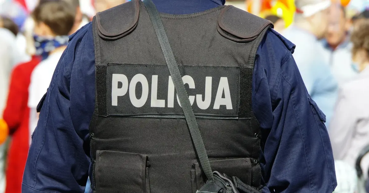 napis policja na plecach funkcjonariusza w kamizelce taktycznej