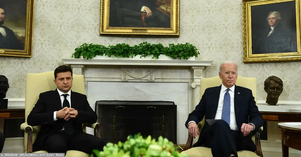 Joe Biden i Wołodymyr Zełenski na wspólnym spotkaniu