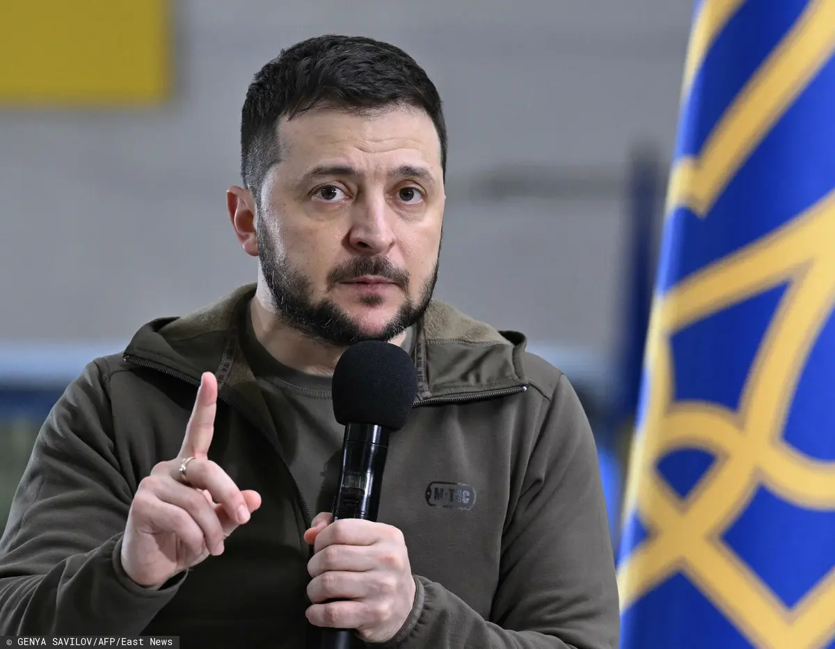 Wojna w Ukrainie - spotkanie Wołodymyra Zełenskiego z mediami w metrze