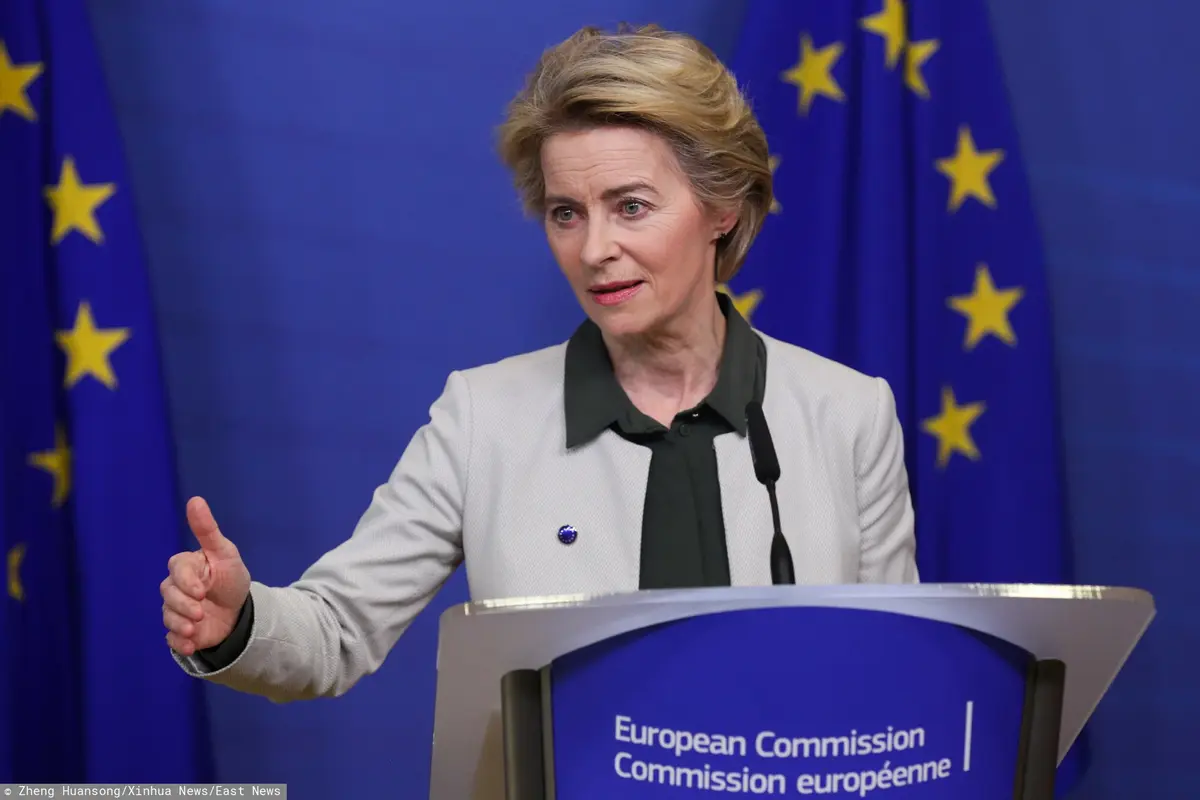 Przewodnicząca Komisji Europejskiej Ursula von der Leyen wygłasza oświadczenie prasowe na temat Europejskiego Zielonego Ładu w siedzibie UE w Brukseli