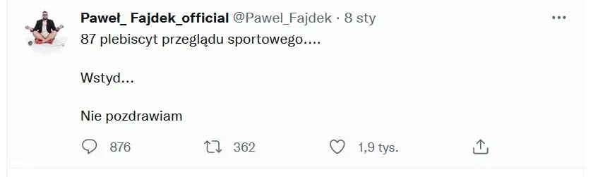 Zrzut ekranu z Twittera Pawła Fajdka.