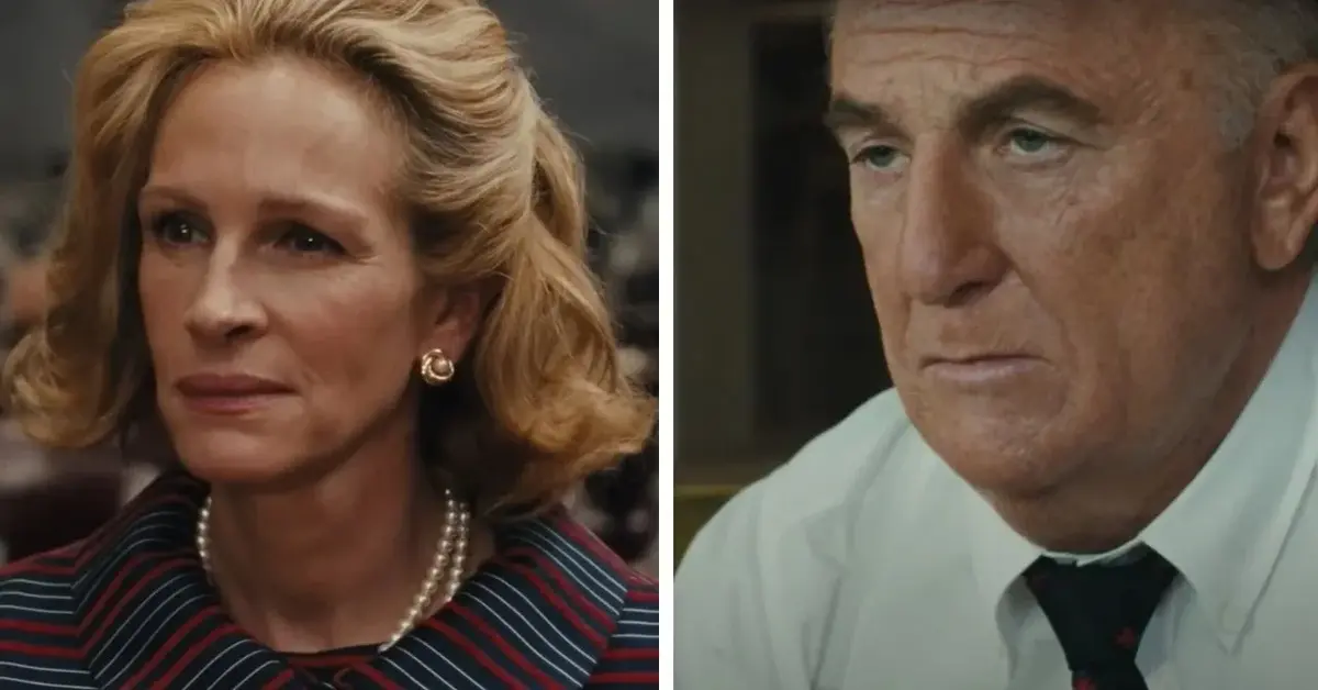 Julia Roberts jako Martha Mitchell i Sean Penn jako John Mitchell