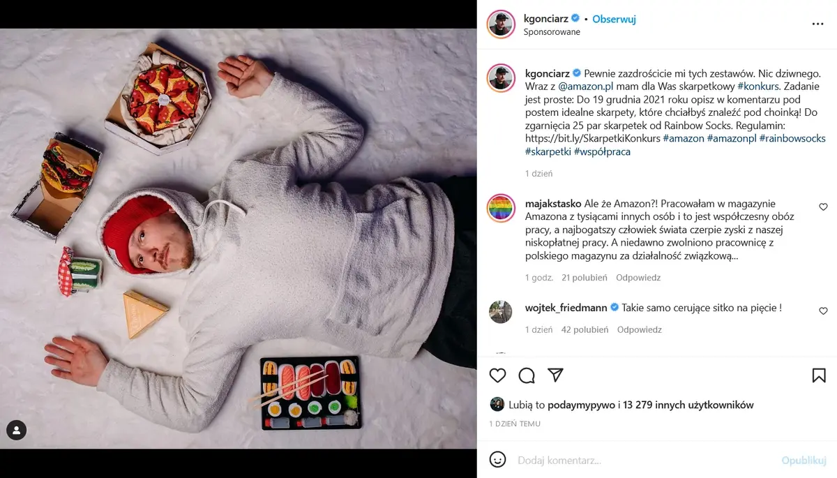 Zrzut ekranu z Instagrama Krzysztofa Gonciarza.