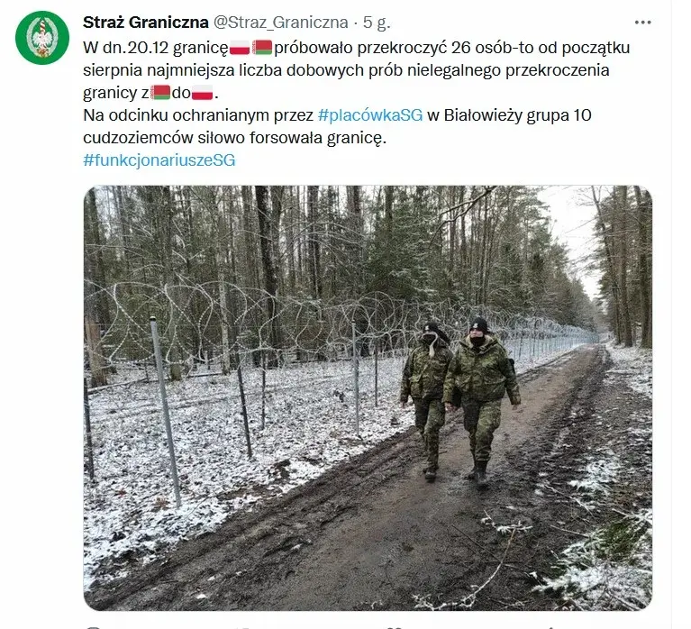 Zrzut ekranu z Twittera Straży Granicznej.