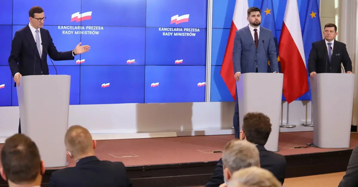 Premier Mateusz Morawiecki na konferencji prasowej