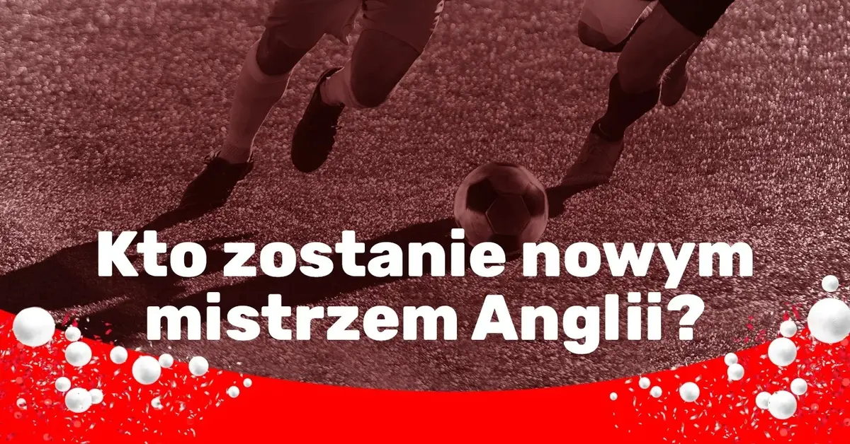 Grafika czarno-czerwona z boiskiem do piłki nożnej i tytułem białą czcionką