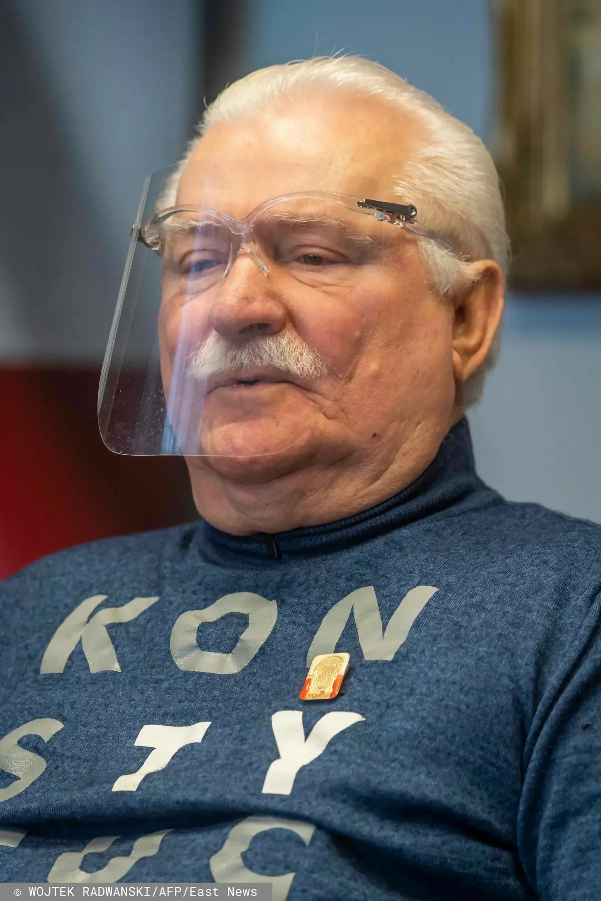 Lech Wałęsa w trakcie wywiadu dla agencji AFP