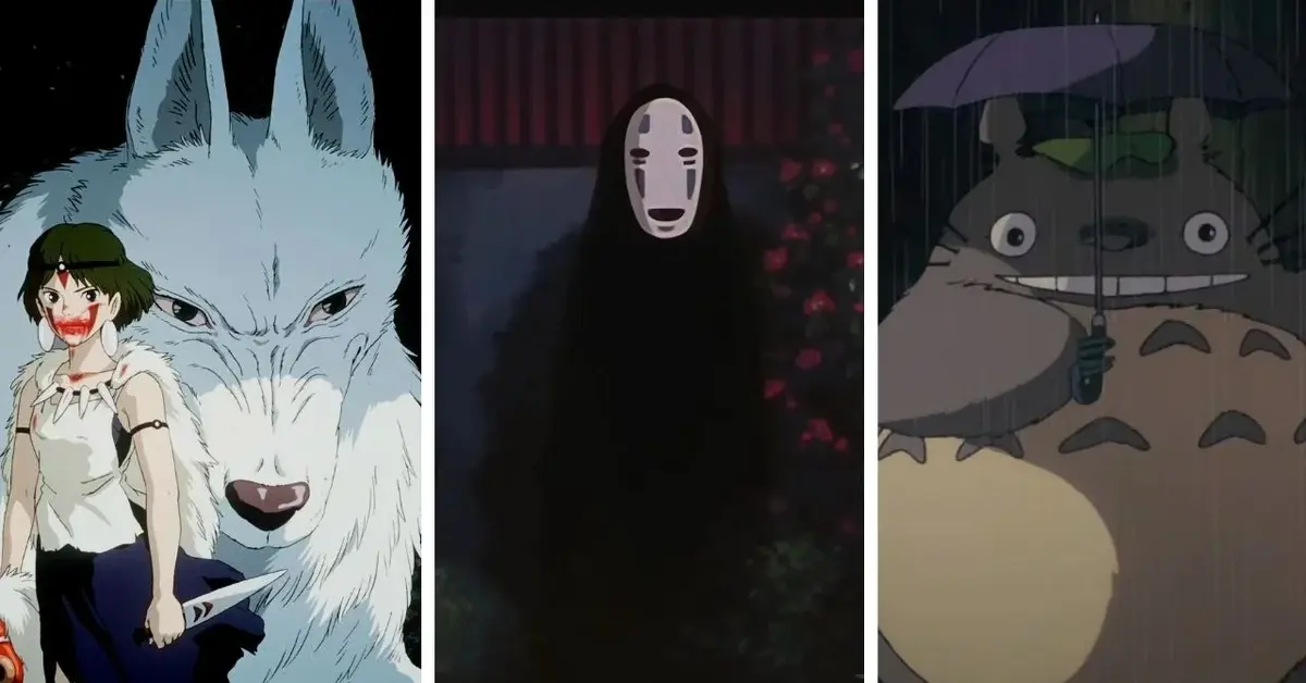 Kolaż: Księżniczka Mononoke, Bóg bez Twarzy, Totoro