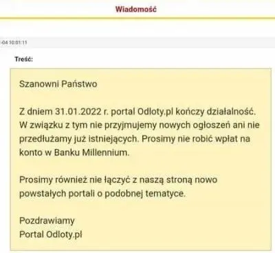 Zrzut ekranu z serwisu Odloty.pl