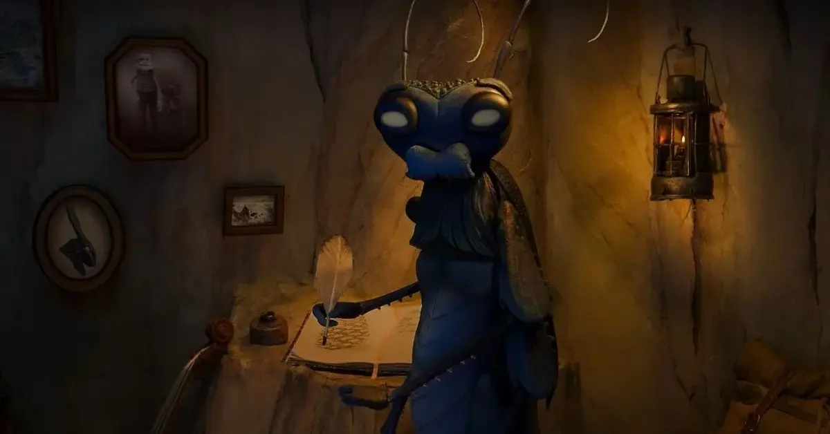 Granatowy świerszcz z animacji Netflixa "Pinokio" w reżyserii Guillermo del Toro