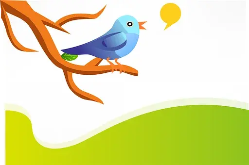 Ptaszek na drzewie w formie grafiki - Twitter