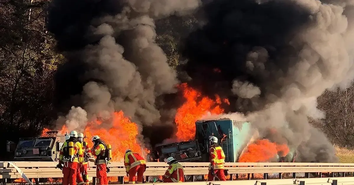 Pożar na autostradzie w Niemczech
