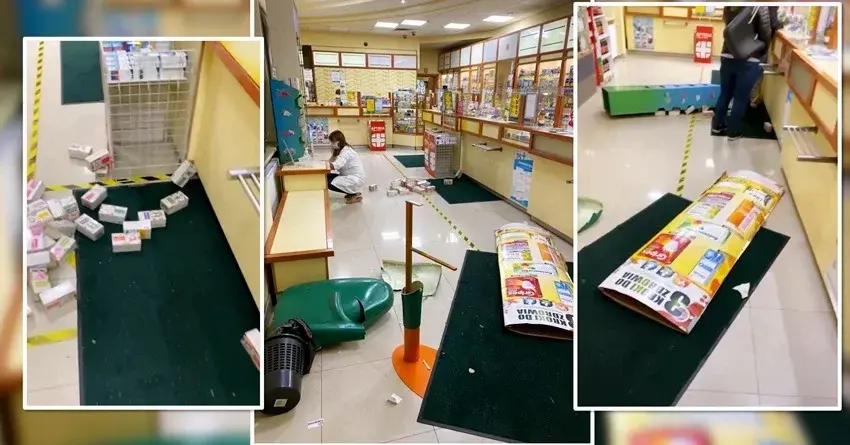 zdemolowana apteka w Warszawie