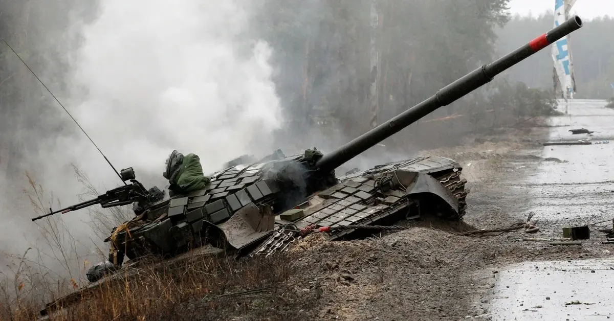 zdemolowany rosyjski czołg