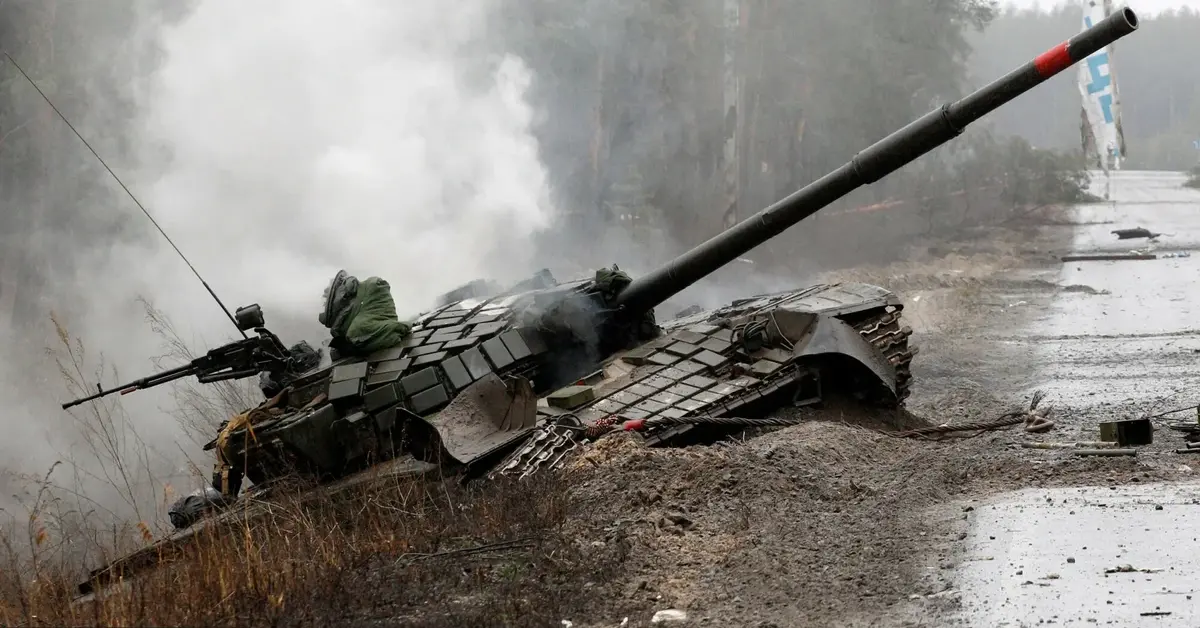 zdemolowany rosyjski czołg