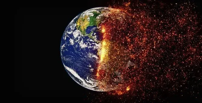 Planeta Ziemia, z prawej strony niszczona, a z lewej wciąż żywa